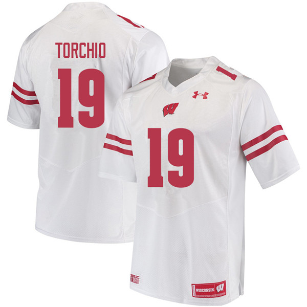Wisconsin Badgers Men's #19 John Torchio NCAA Under Armour Authentic White College Stitched Football Jersey FM40X01TY